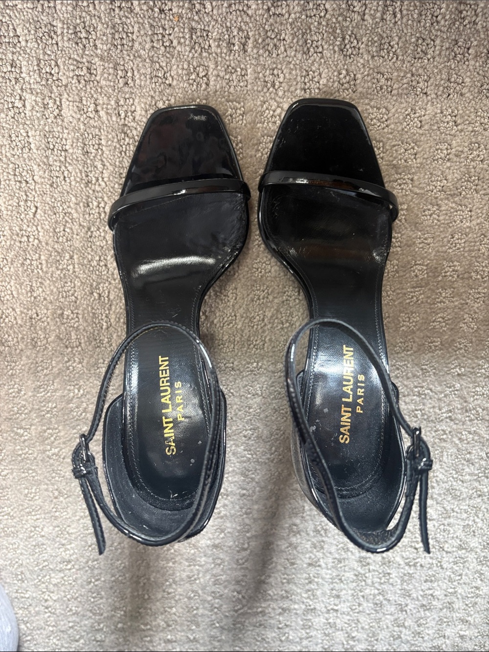 Saint Laurent YSL Black Patent Leather Ankle-Strap Heels - Picture 7 of 8